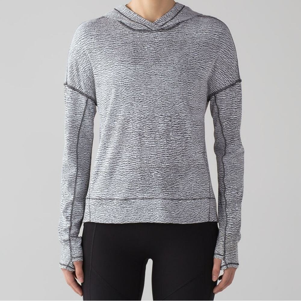 Lululemon Athletica Squad Goals Pebble Jacquard V1 White Black Run Hoodie Size 6